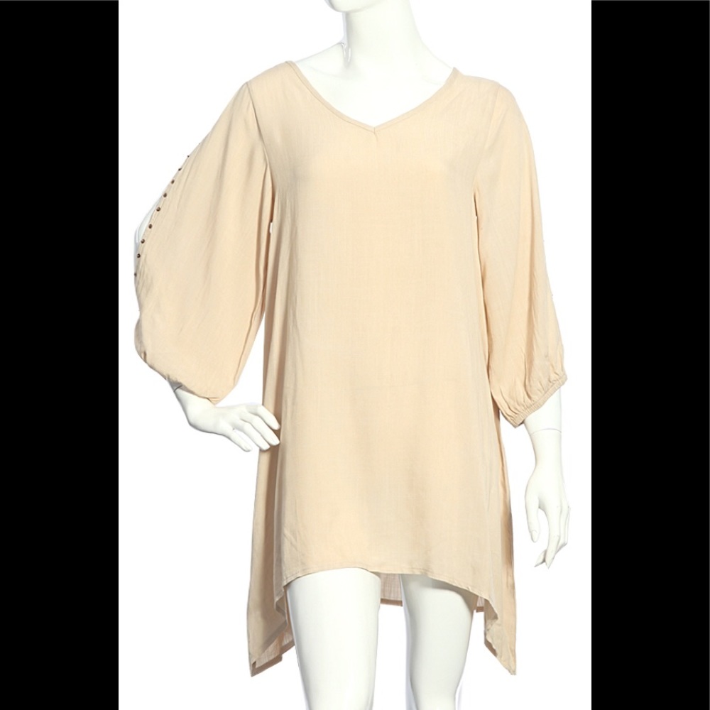 Sassy bling cream tunic cold shoulder